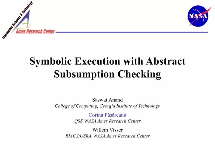 symbolic execution with abstract subsumption checking