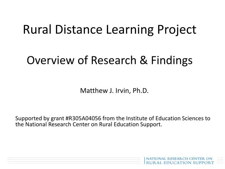 rural distance learning project overview of research findings