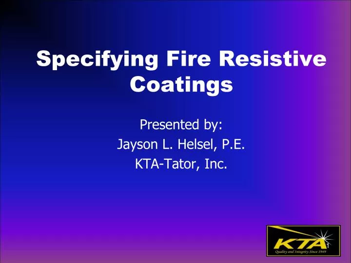 specifying fire resistive coatings