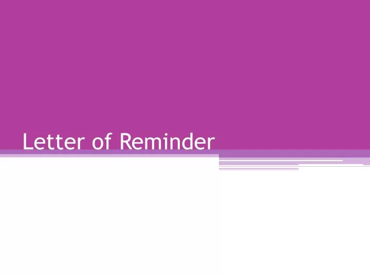 letter of reminder
