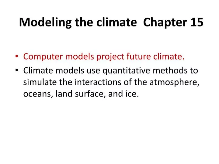 modeling the climate chapter 15