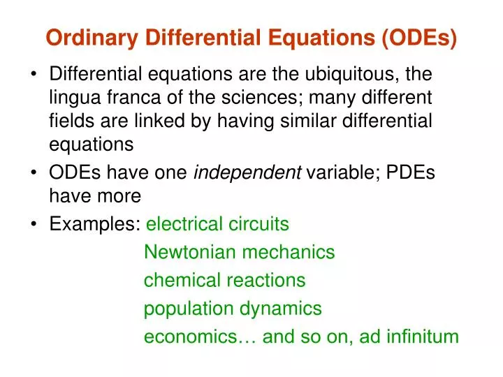 ordinary differential equations odes
