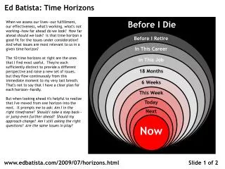 Ed Batista: Time Horizons