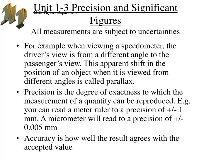 unit 1 3 precision and significant figures all measurements are subject to uncertainties