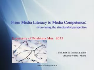 From Media Literacy to Media Competence : overcoming the structuralist perspective