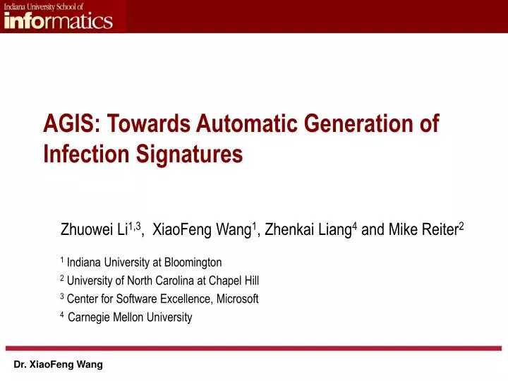 agis towards automatic generation of infection signatures