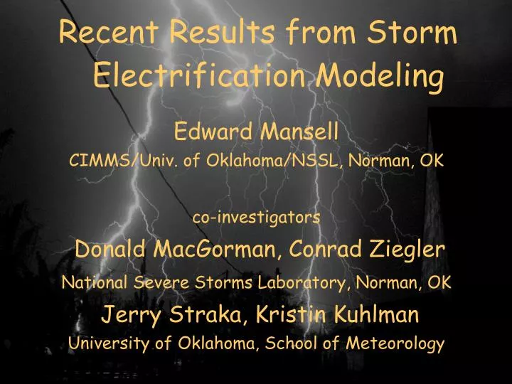 recent results from storm electrification modeling