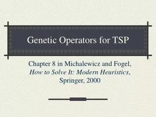Genetic Operators for TSP