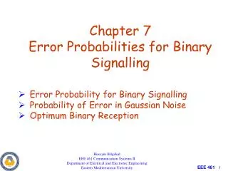 Chapter 7 Error Probabilities for Binary Signalling