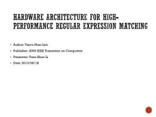 Hardware Architecture for High-Performance Regular Expression Matching