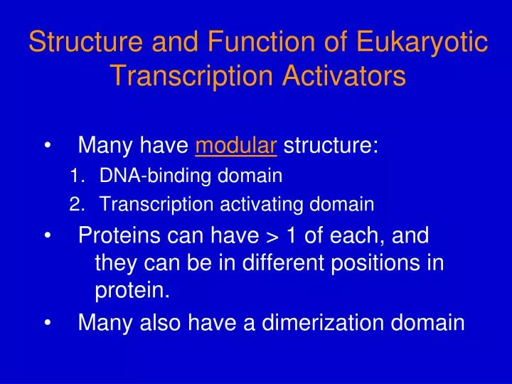 structure and function of eukaryotic transcription activators