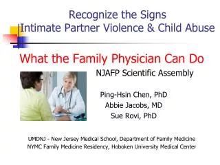 Recognize the Signs Intimate Partner Violence &amp; Child Abuse