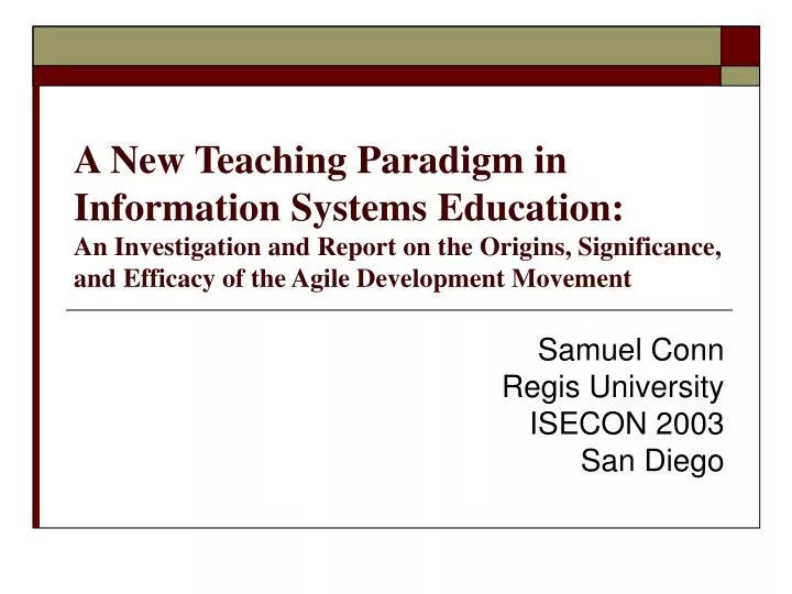 samuel conn regis university isecon 2003 san diego