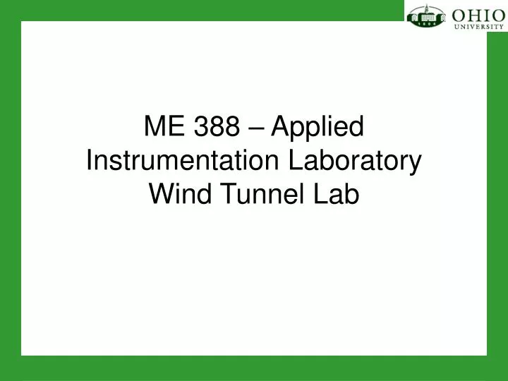 me 388 applied instrumentation laboratory wind tunnel lab