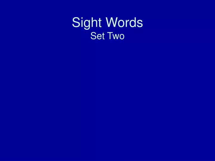 sight words set two