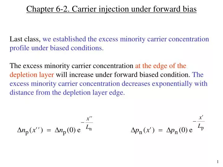 chapter 6 2 carrier injection under forward bias