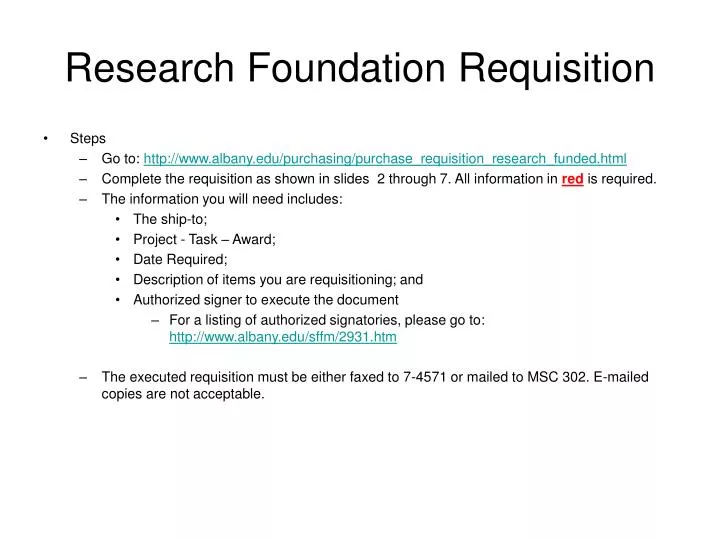 research foundation requisition