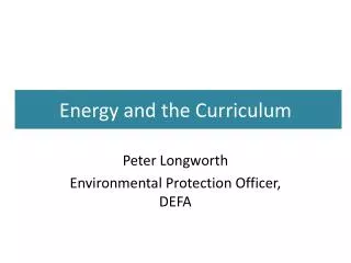 Energy and the Curriculum