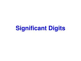 Significant Digits