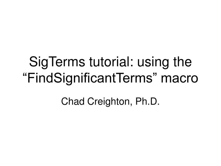 sigterms tutorial using the findsignificantterms macro