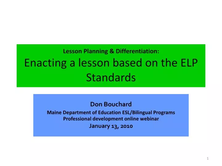 lesson planning differentiation enacting a lesson based on the elp standards