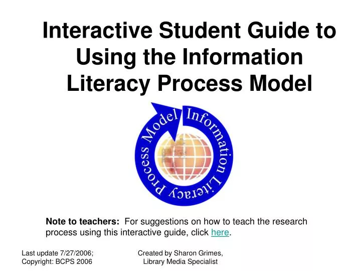 interactive student guide to using the information literacy process model