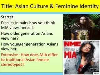 Title: Asian Culture &amp; Feminine Identity