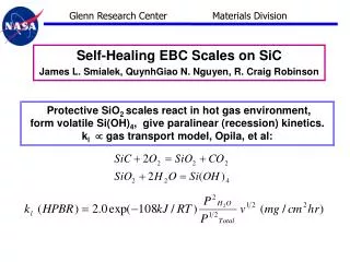 Self-Healing EBC Scales on SiC James L. Smialek, QuynhGiao N. Nguyen, R. Craig Robinson