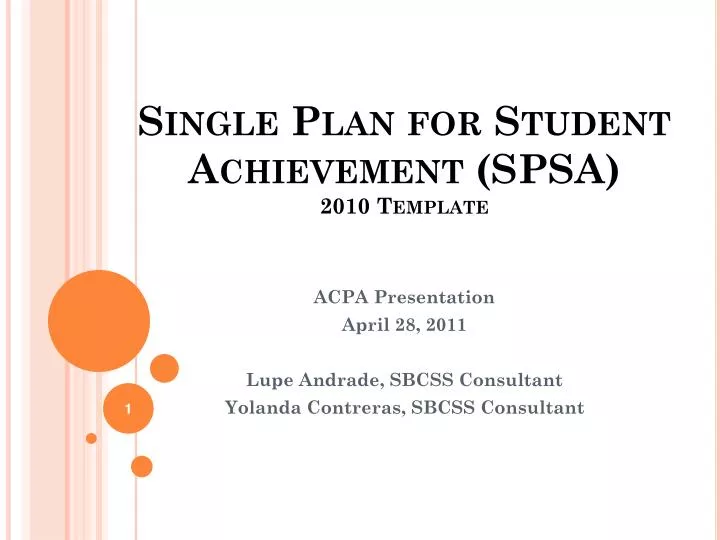 single plan for student achievement spsa 2010 template