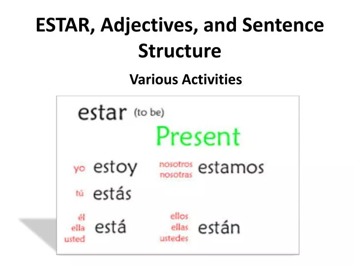 estar adjectives and sentence structure