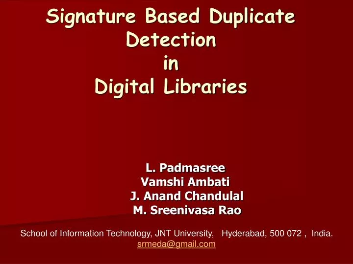 signature based duplicate detection in digital libraries