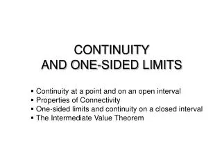 CONTINUITY AND ONE-SIDED LIMITS