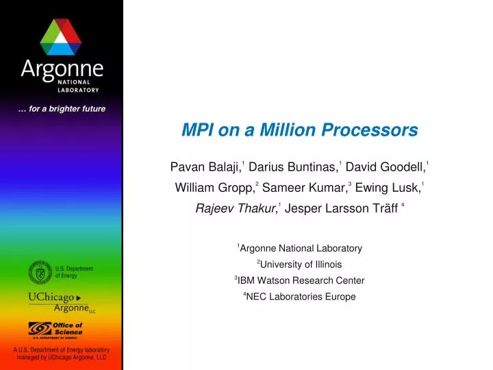 mpi on a million processors