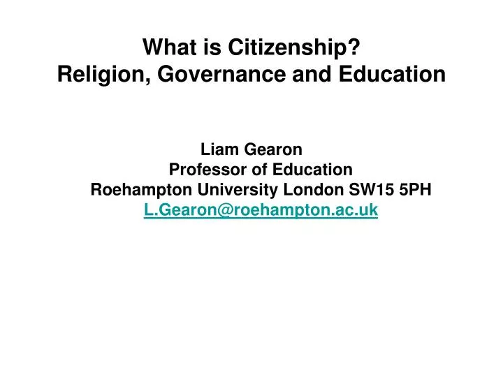 what is citizenship religion governance and education