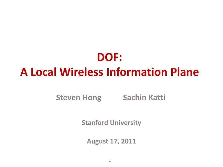 dof a local wireless information plane
