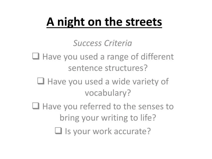 a night on the streets