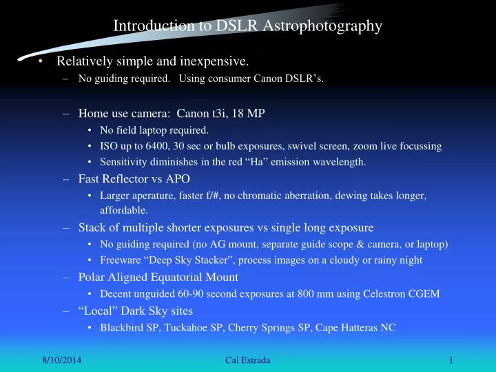 introduction to dslr astrophotography