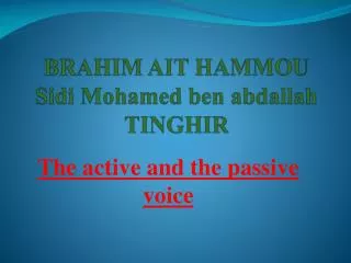 BRAHIM AIT HAMMOU Sidi Mohamed ben abdallah TINGHIR