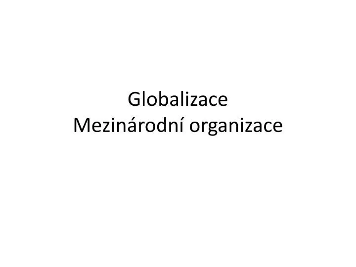 globalizace mezin rodn organizace