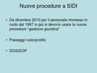 nuove procedure a sidi