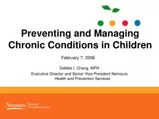 Preventing and Managing Chronic Conditions in Children