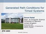 Generated Path Conditions for Timed Systems - slide 1