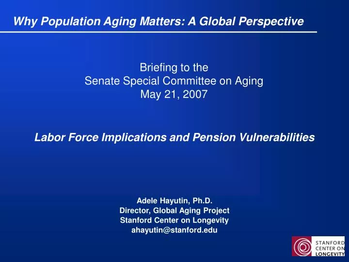 briefing to the senate special committee on aging may 21 2007