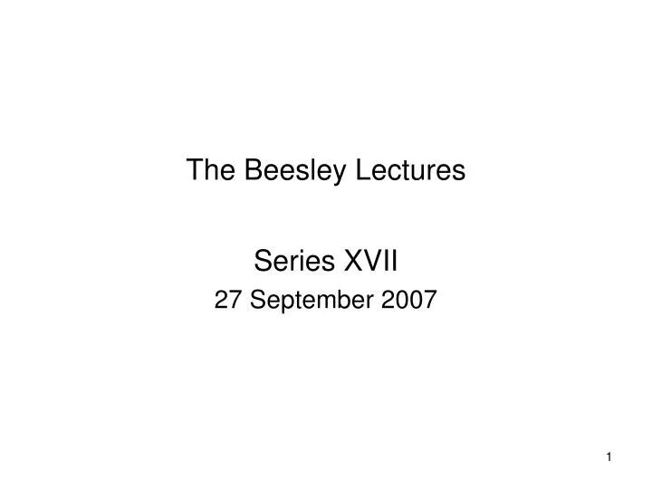 the beesley lectures