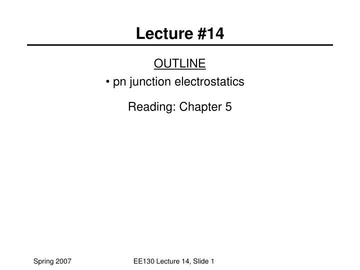outline pn junction electrostatics reading chapter 5