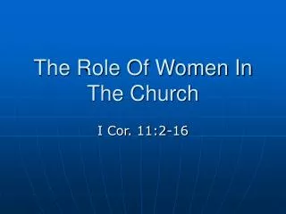 The Role Of Women In The Church