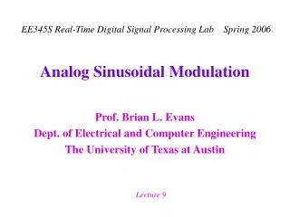 Analog Sinusoidal Modulation