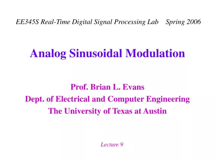 analog sinusoidal modulation