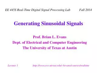 Generating Sinusoidal Signals