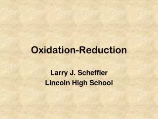 Oxidation-Reduction